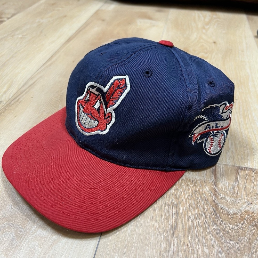 Cleveland Indians GCC Brand Chief Wahoo Navy‎ Blue Red Adjustable MLB Cap Vtg